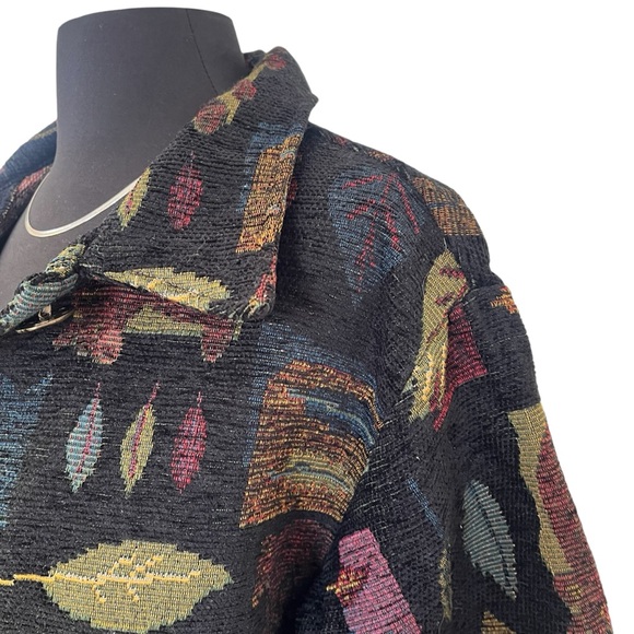 Vintage 90s Winding River tapestry coat nature animals black - Picture 6 of 11